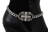 Silver Metal Boot Chain Bracelet Anklet Shoe Filigree Cross Floral Charm